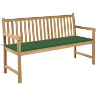 Garden Bench with Green Cushion 150cm Solid Teak 3062708 - Garden Bench