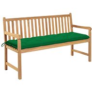 Garden Bench with Green Cushion 150cm Solid Teak 3062723 - Garden Bench