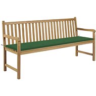 Garden Bench with Green Cushion 175cm Solid Teak 3062789 - Garden Bench