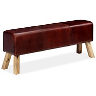 Lavička z pravé kůže hnědá 120 × 30 × 45 cm   - Lavice