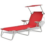 Garden deck chair with red steel roof - Garden Lounger