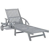 Garden Deck Chair Grey Solid Acacia - Garden Lounger