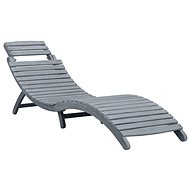 Garden Deck Greyish Solid Acacia - Garden Lounger