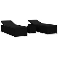 3-piece Garden Chairs with Tea Table Polyrattan Black - Garden Lounger