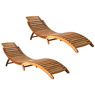 Sun loungers 2 pcs solid acacia wood - Garden Lounger