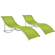 Folding Garden Chairs 2 pcs Green Textile - Garden Lounger