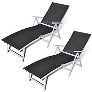 Garden Chairs 2 pcs Aluminium Grey-black - Garden Lounger