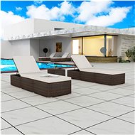 Garden Chairs 2 pcs Polyrattan Brown - Garden Lounger