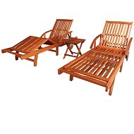 Garden chairs 2 pcs with a table of massive acacia - Garden Lounger