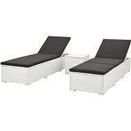 Garden Chairs 2 pcs with White Polyrattan Table - Garden Lounger
