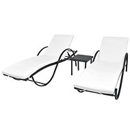 Garden Chairs 2 pcs with Table Polyrattan Black - Garden Lounger