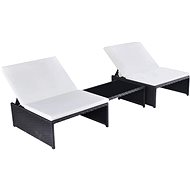 Garden Chairs 2 pcs with Table Polyrattan Black - Garden Lounger