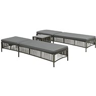Garden Lounger 2 pcs with Table Polyrattan Grey - Garden Lounger