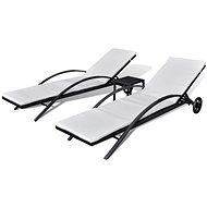 Garden chairs with table polyratan black - Garden Lounger