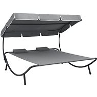 Garden bed with canopy and cushions grey - Garden Lounger