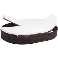 Garden bed with cushion polyrattan brown - Garden Bed