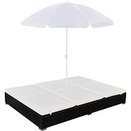 Garden bed with umbrella polyrattan black - Garden Bed
