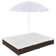 Garden bed with umbrella polyrattan brown - Garden Bed