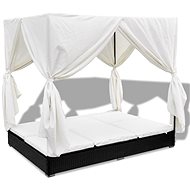 Garden bed with curtains polyrattan black - Garden Bed