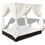 Garden bed with curtains polyrattan brown - Garden Bed