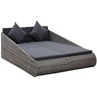 Zahradní postel šedá 200 x 139 cm polyratan - Zahradní lehátko