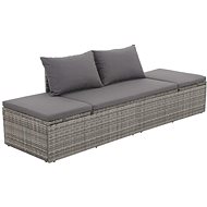 Garden Lounger Grey 195 x 60cm Polyrattan - Garden Sofa