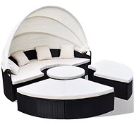 Garden Lounger Polyrattan Black - Garden Lounger
