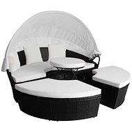 Garden Lounger Polyratan Black - Garden Lounger