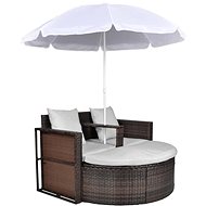 Garden bed with umbrella brown polyrattan - Garden Bed