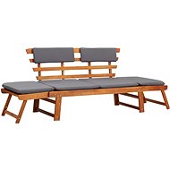 Garden day bed 2 in 1 with cushions 190 cm solid acacia - Garden Bench
