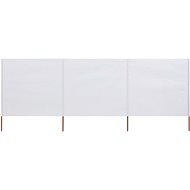 3-piece screen against the wind textile 400 x 80 cm sand white - Screen