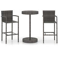 3-piece garden bar set polyrattan grey 3064770 - Garden Furniture
