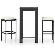 3-piece garden bar set with cushions polyrattan black 3064775 - Garden Furniture