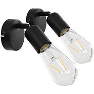 Spotlights 2 pcs with Incandescent Bulbs 2 W Black E27 - Spot Lighting