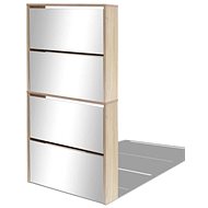 Shoe rack, four tiers, mirrored, oak 63x17x134 cm 273935 - Shoe Rack