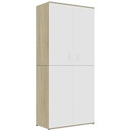Shoe rack white and sonoma oak 80×39×178 cm chipboard 802863 - Shoe Rack