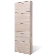 Wooden shoe cabinet with 5 compartments, decor oak - Shoe Rack