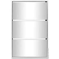 Three-tier mirrored shoe rack, white 63x17x102,5 cm - Shoe Rack