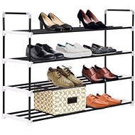 Shoe rack with 4 shelves metal and plastic, black - Shoe Rack