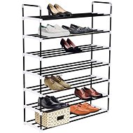 Shoe rack with 7 shelves metal and plastic black - Shoe Rack