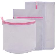 3-Piece Washing Machine Bag Set White and Pink 180056 - Laundry Basket