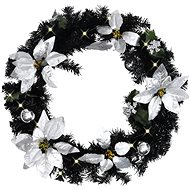 Christmas wreath with LED lights black 60 cm PVC 320977 - Artificial Flower