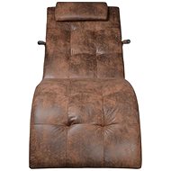 Lounger with cushion brown suede look textile - Lounge