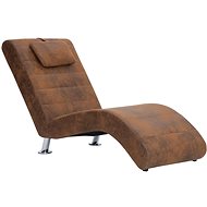 Lounger with cushion brown faux leather - Lounge