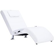 Massage lounger with cushion white artificial leather - Lounge