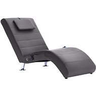 Massage lounger with cushion grey artificial leather - Lounge