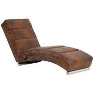 Massage lounger brown faux brushed leather - Lounge