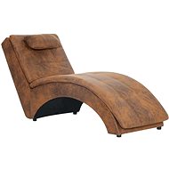 Lounger with cushion brown faux leather - Lounge