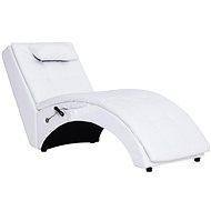 Massage lounger with cushion white artificial leather - Lounge