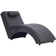 Massage lounger with cushion grey artificial leather - Lounge
